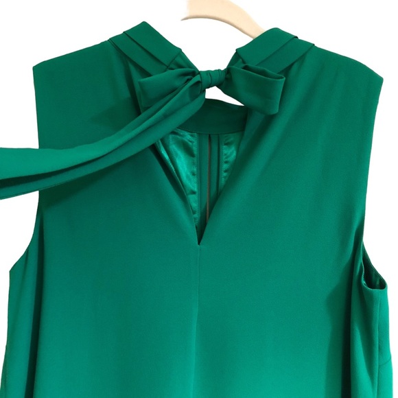 Badgley Mishka Mark & James Emerald Green Pleated Chiffon Trapeze Dress Size 6 - Picture 5 of 12